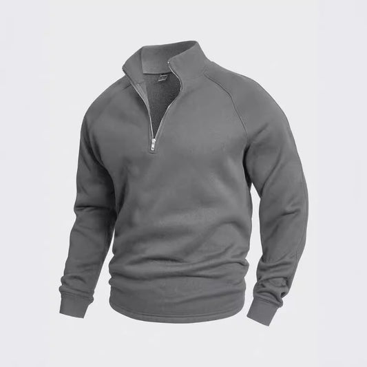 "Men's Zipped Stand Collar Fleece Sweater"