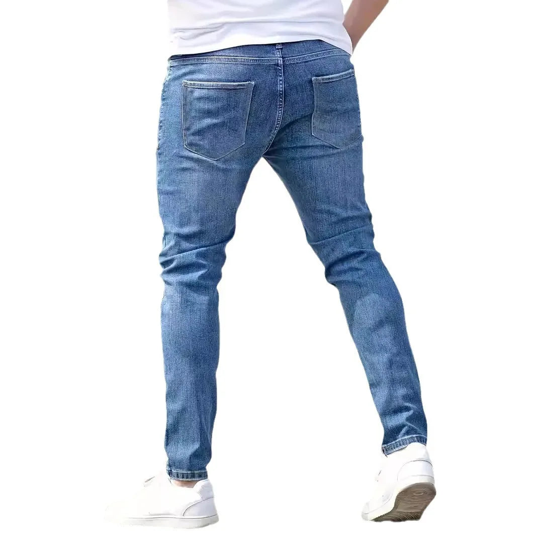 Men's Distressed Ankle-Length Jeans – Slim Fit"