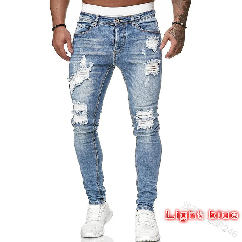 "Men's Ripped Skinny Jeans – Stretch Denim, Slim Fit, S-4XL"