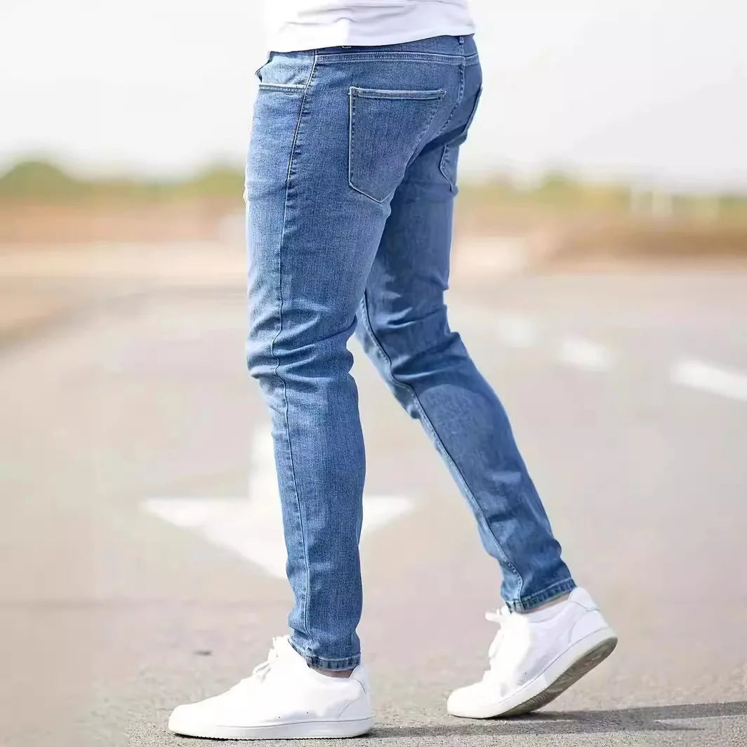 Men's Distressed Ankle-Length Jeans – Slim Fit"