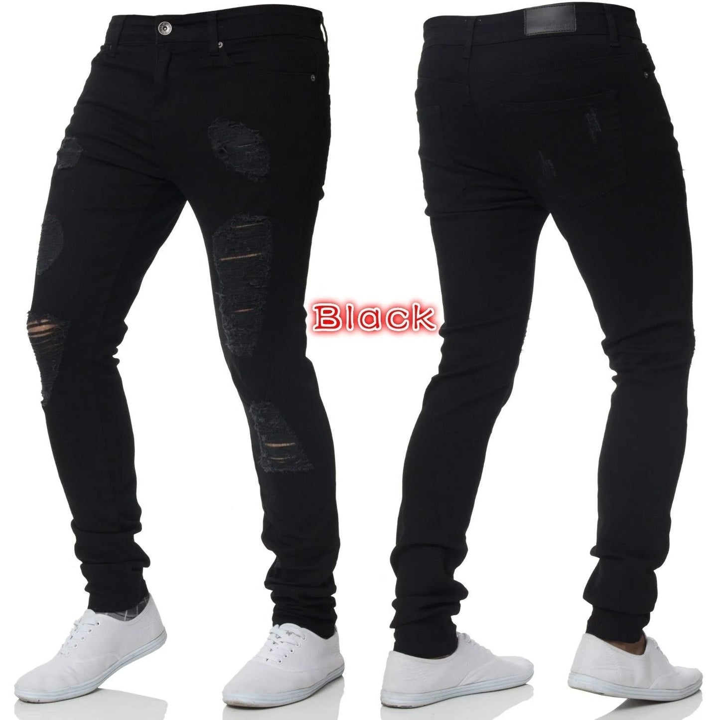 "Men's Ripped Skinny Jeans – Stretch Denim, Slim Fit, S-4XL"