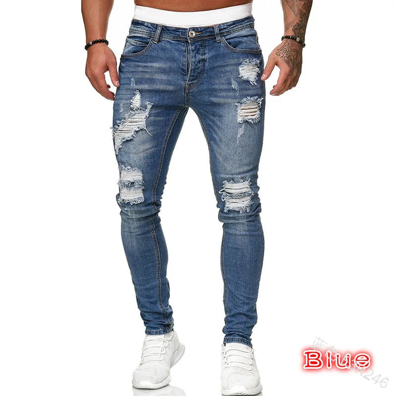 "Men's Ripped Skinny Jeans – Stretch Denim, Slim Fit, S-4XL"