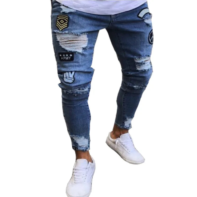 "Men's Ripped Skinny Jeans – Stretch Denim, Slim Fit, S-4XL"