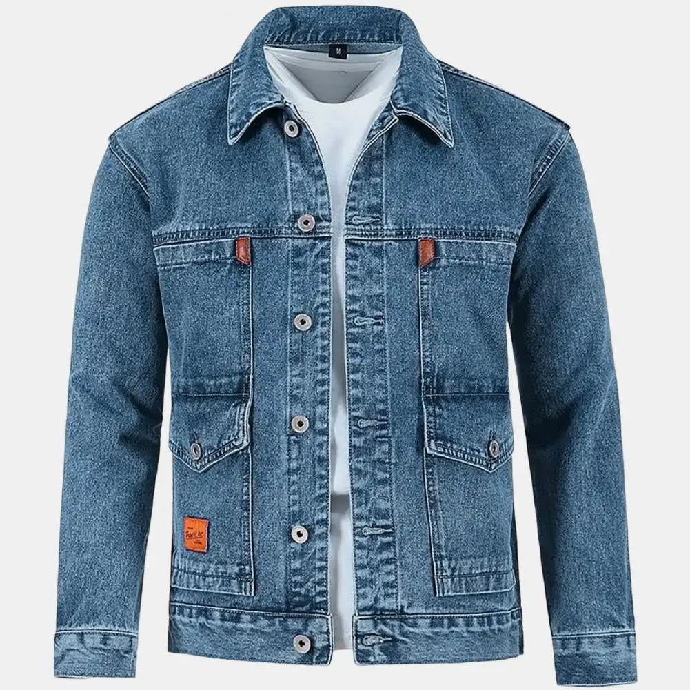 "Men's Oversized Denim Jacket – Slim Fit Casual Hip-Hop Style"