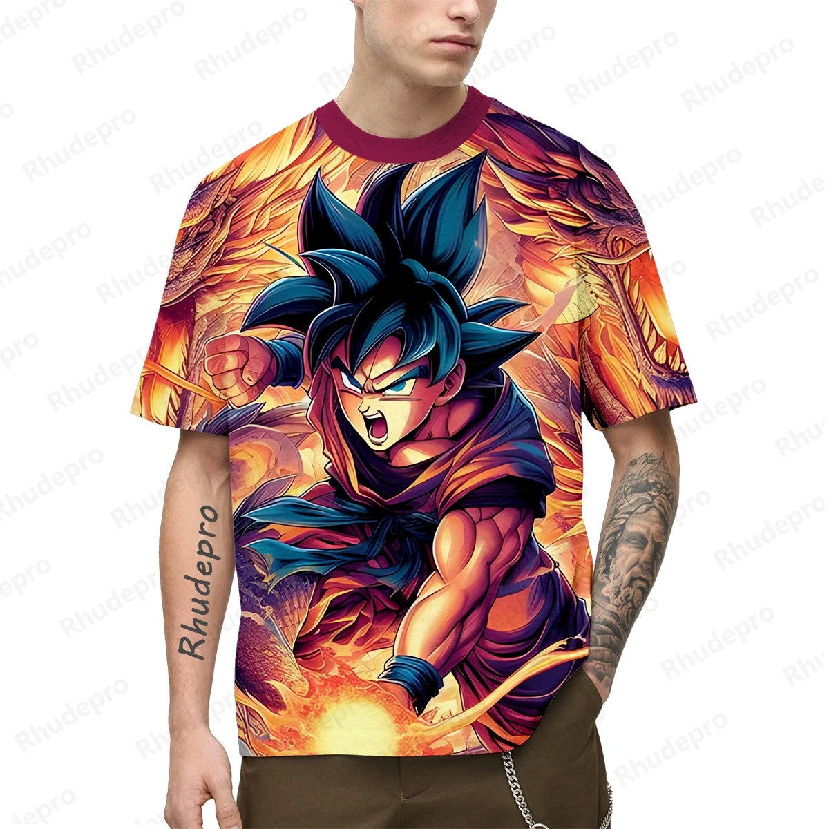 Men's Vegeta & Goku Cosplay T-Shirt, Streetwear Fashion (100-5XL)