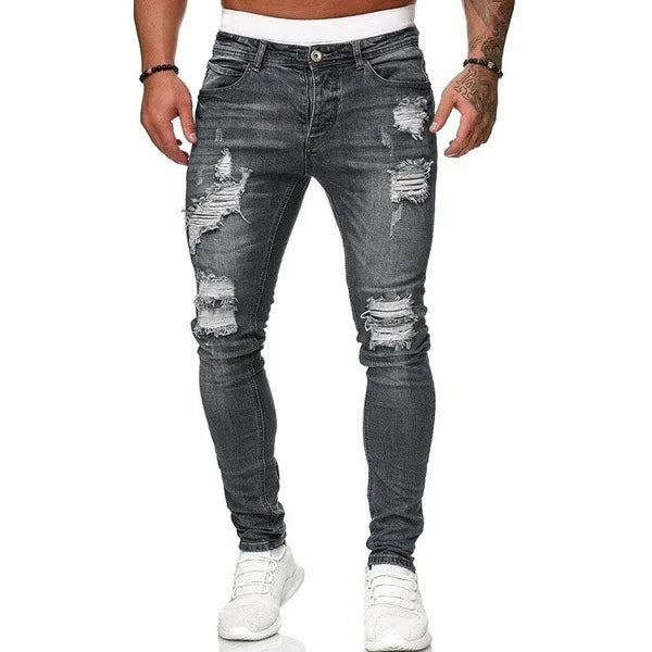 "Men's Ripped Skinny Jeans – Stretch Denim, Slim Fit, S-4XL"